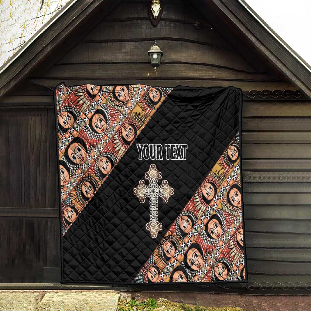 Personalized Ethiopia Quilt Ethiopian Orthodox Church Angel Black Color