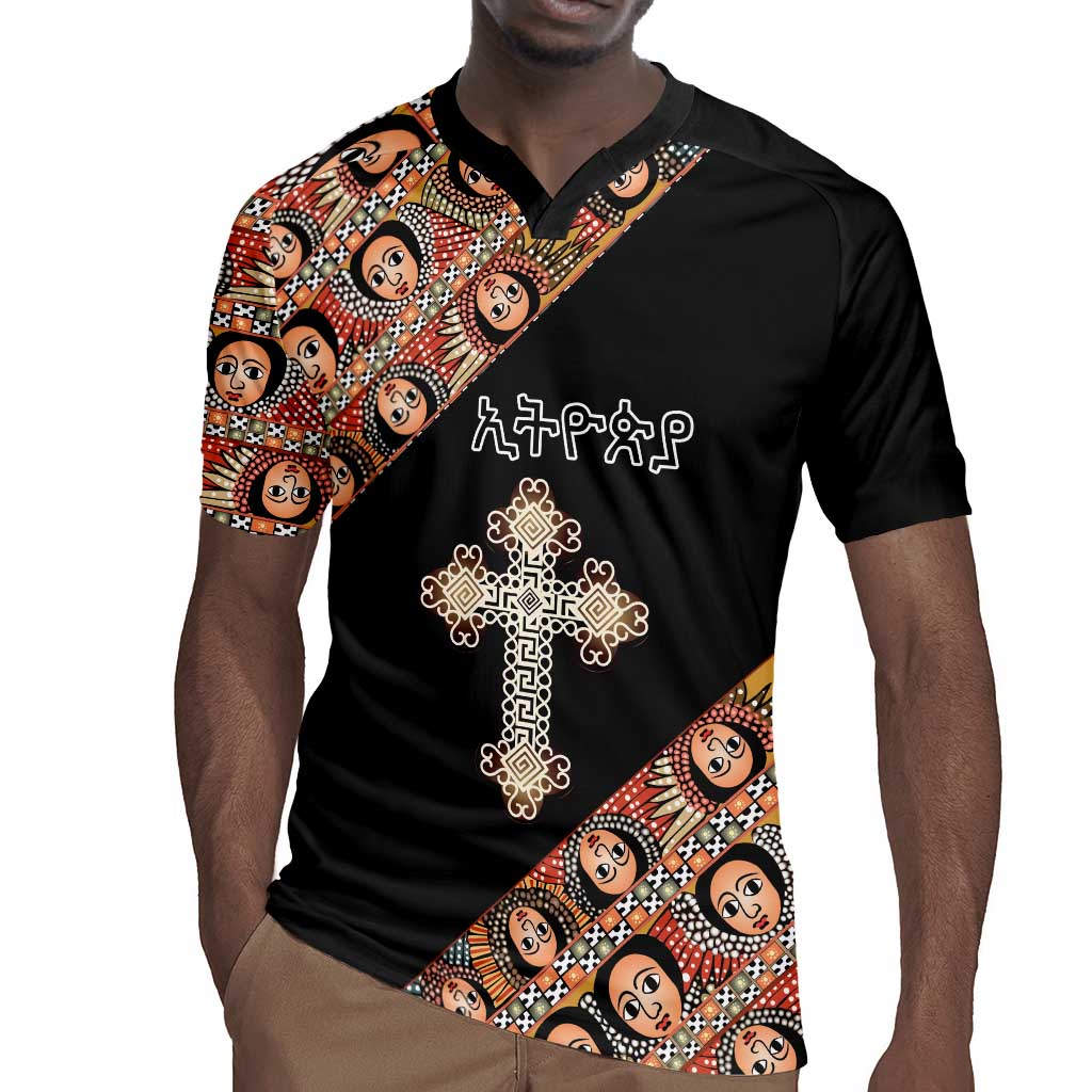 Personalized Ethiopia Rugby Jersey Ethiopian Orthodox Church Angel Black Color