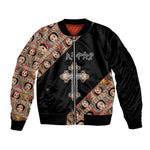 Personalized Ethiopia Sleeve Zip Bomber Jacket Ethiopian Orthodox Church Angel Black Color