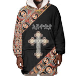 Personalized Ethiopia Wearable Blanket Hoodie Ethiopian Orthodox Church Angel Black Color