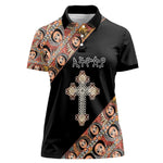Personalized Ethiopia Women Polo Shirt Ethiopian Orthodox Church Angel Black Color