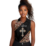 Personalized Ethiopia Women Sleeveless Polo Shirt Ethiopian Orthodox Church Angel Black Color