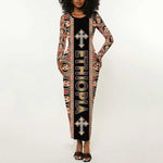 Personalized Ethiopia Long Sleeve Bodycon Dress Ethiopian Tewahedo Angel Orthodox Black Color LT15
