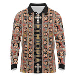 Personalized Ethiopia Long Sleeve Polo Shirt Ethiopian Tewahedo Angel Orthodox Black Color