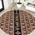 Ethiopia Round Carpet Ethiopian Tewahedo Angel Orthodox Black Color