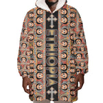 Personalized Ethiopia Wearable Blanket Hoodie Ethiopian Tewahedo Angel Orthodox Black Color