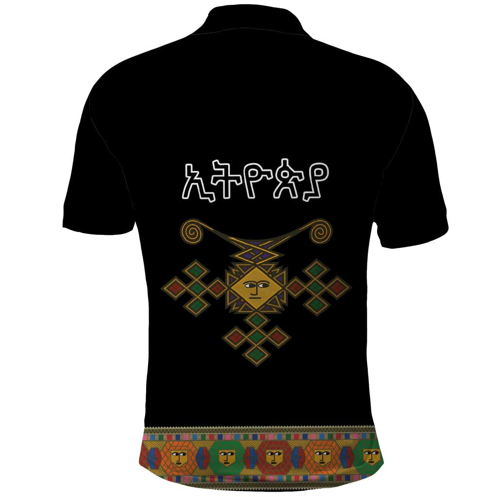 Ethiopia Saba Kemis Habesha Style Polo Shirt Black Color