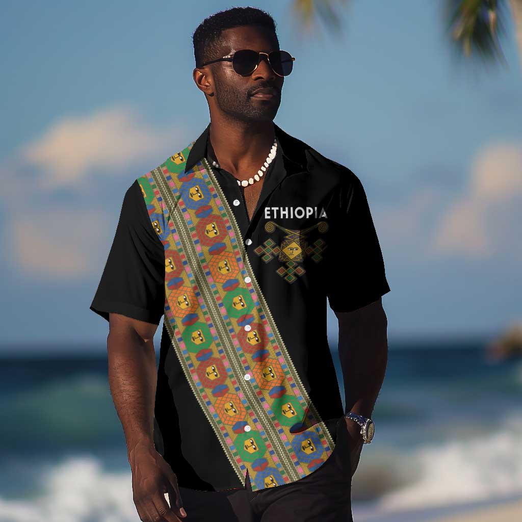 Ethiopia Saba Kemis Sash Style Hawaiian Shirt Black Color