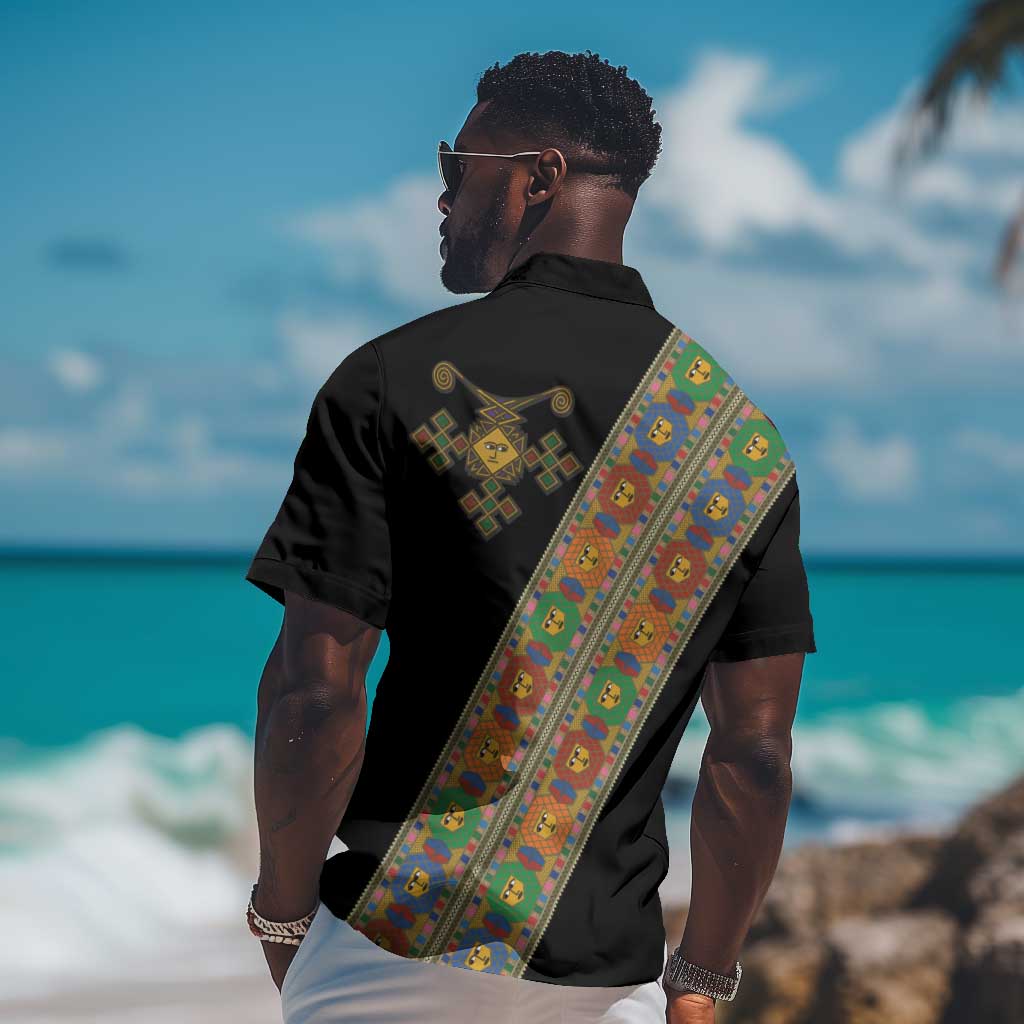 Ethiopia Saba Kemis Sash Style Hawaiian Shirt Black Color
