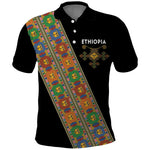 Ethiopia Saba Kemis Sash Style Polo Shirt Black Color