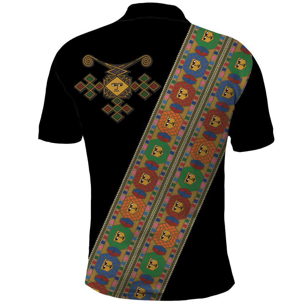 Ethiopia Saba Kemis Sash Style Polo Shirt Black Color