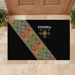 Ethiopia Saba Kemis Sash Style Rubber Doormat Black Color
