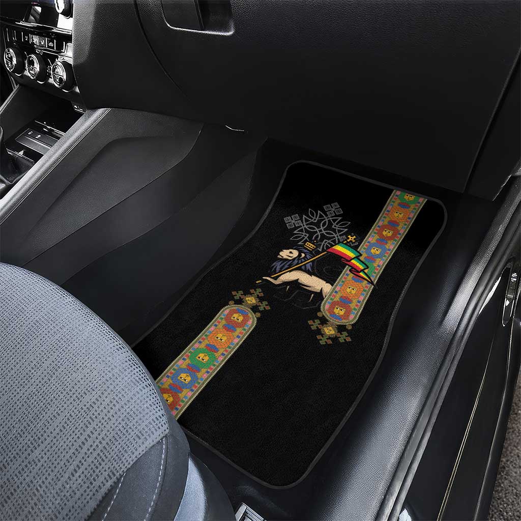 Ethiopia Saba Kemis Car Mats Lion Of Judah Black Color