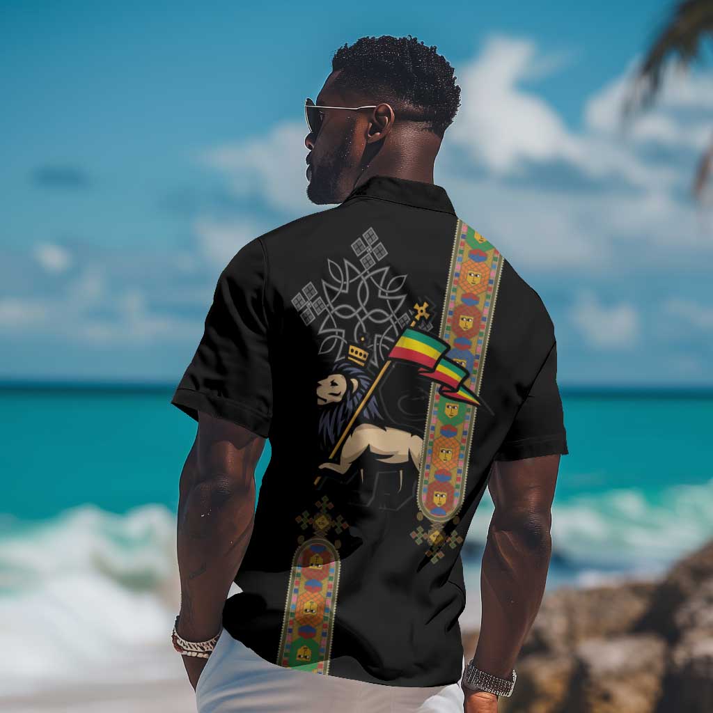 Ethiopia Saba Kemis Hawaiian Shirt Lion Of Judah Black Color
