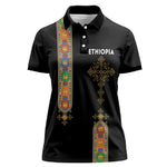 Ethiopia Saba Kemis Women Polo Shirt Lion Of Judah Black Color