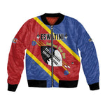 Personalized Happy Swaziland National Flag Day Bomber Jacket Nguni Shield Flag Style - African Pattern