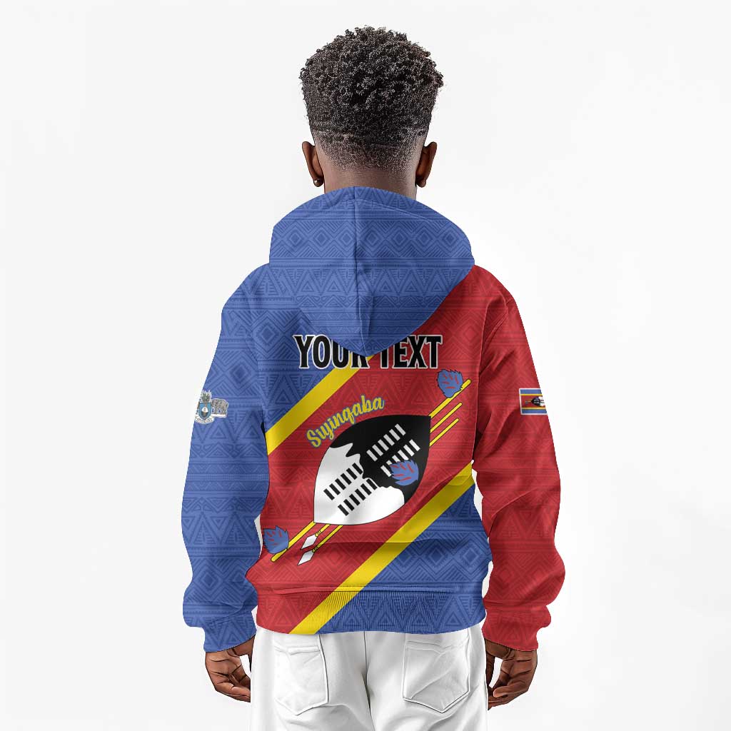 Personalized Happy Swaziland National Flag Day Kid Hoodie Nguni Shield Flag Style - African Pattern