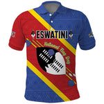 Personalized Happy Swaziland National Flag Day Polo Shirt Nguni Shield Flag Style - African Pattern