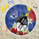 Umbuso weSwatini Beach Blanket Nguni Shield Edelweiss Flower