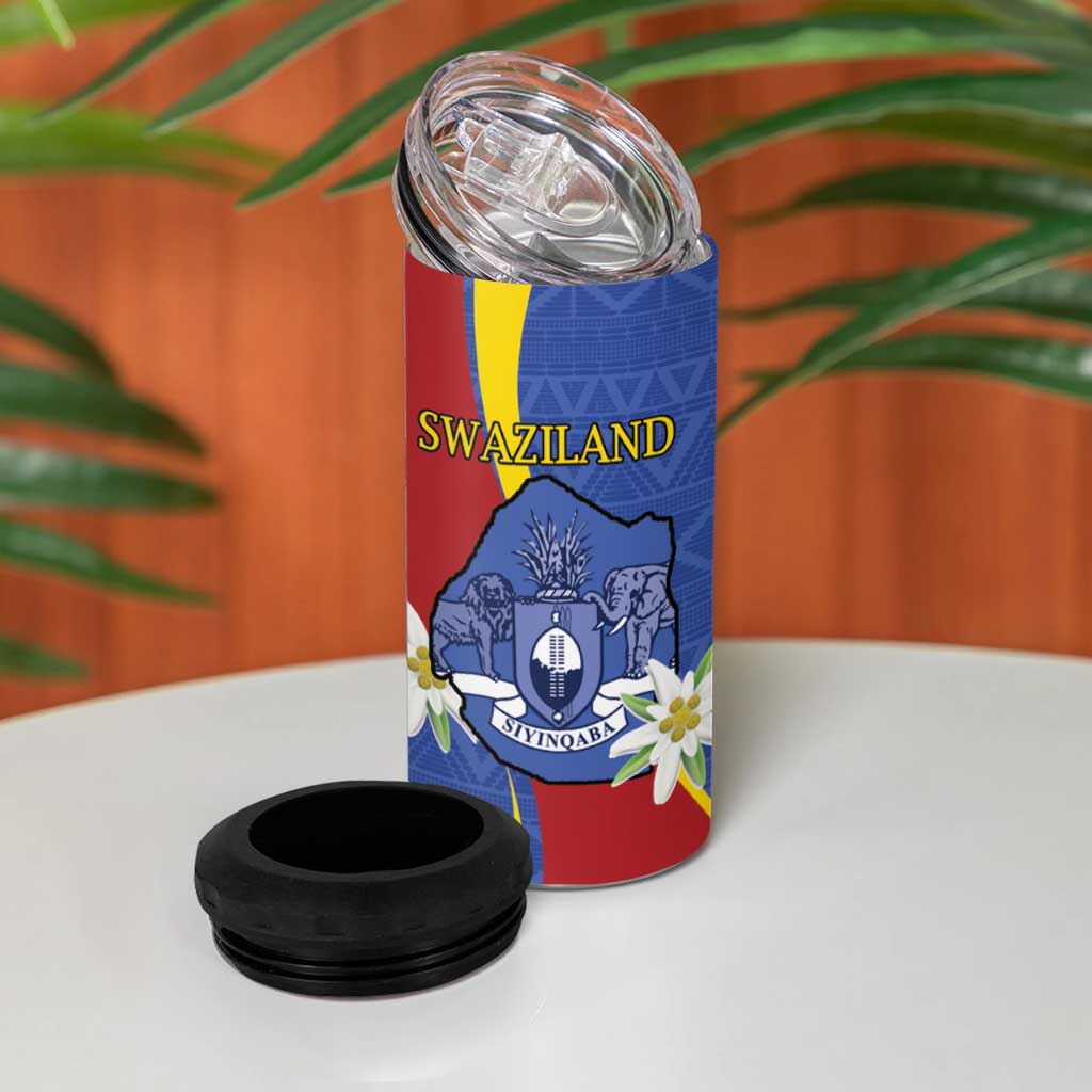 Umbuso weSwatini 4 in 1 Can Cooler Tumbler Nguni Shield Edelweiss Flower