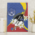 Umbuso weSwatini Canvas Wall Art Nguni Shield Edelweiss Flower