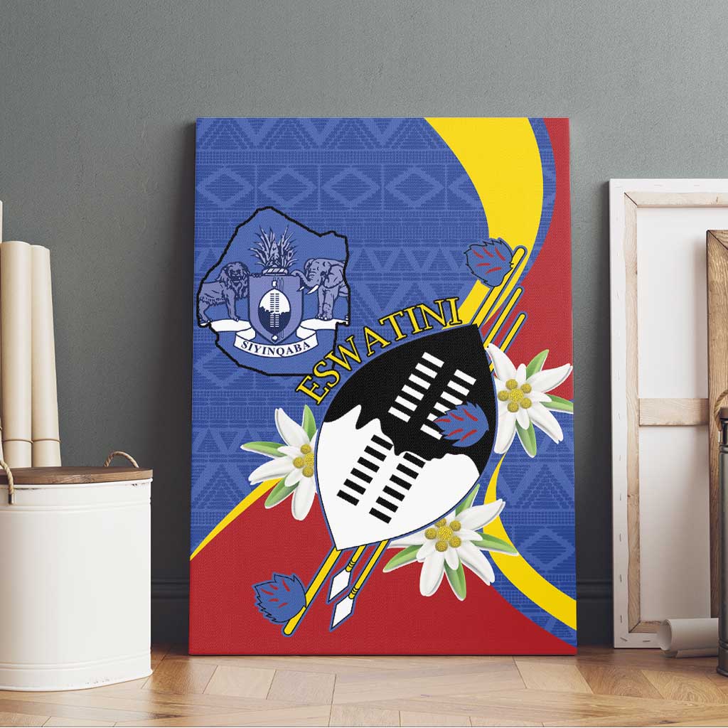 Umbuso weSwatini Canvas Wall Art Nguni Shield Edelweiss Flower