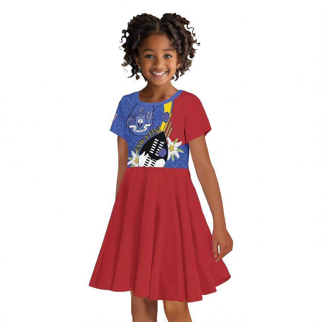 Umbuso weSwatini Kid Short Sleeve Dress Nguni Shield Edelweiss Flower