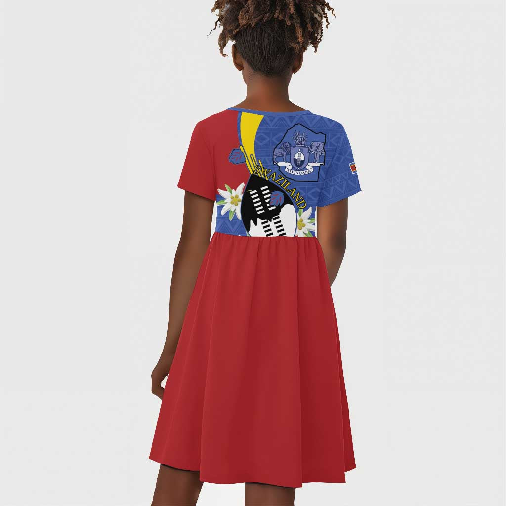 Umbuso weSwatini Kid Short Sleeve Dress Nguni Shield Edelweiss Flower