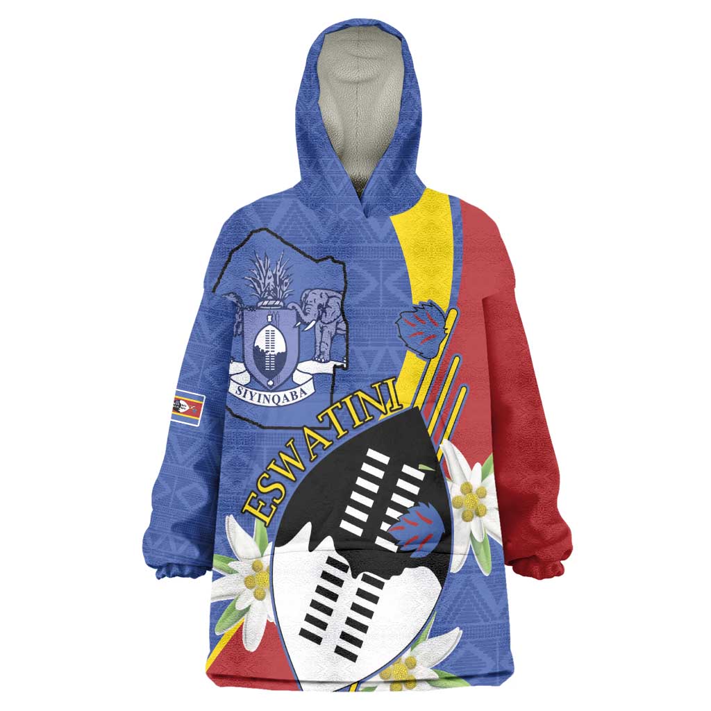 Umbuso weSwatini Kid Wearable Blanket Hoodie Nguni Shield Edelweiss Flower