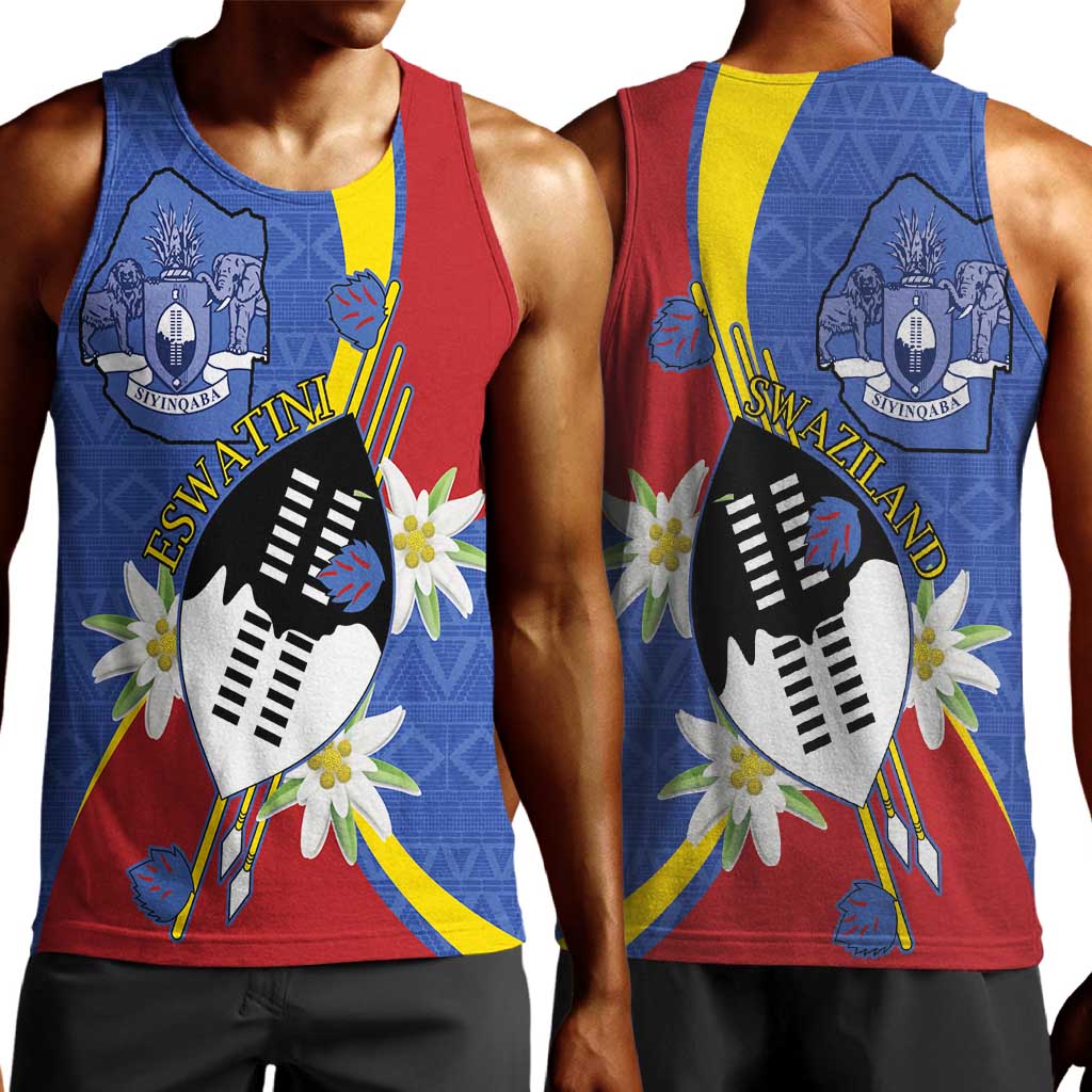 Umbuso weSwatini Men Tank Top Nguni Shield Edelweiss Flower