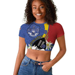 Umbuso weSwatini Raglan Cropped T shirt Nguni Shield Edelweiss Flower