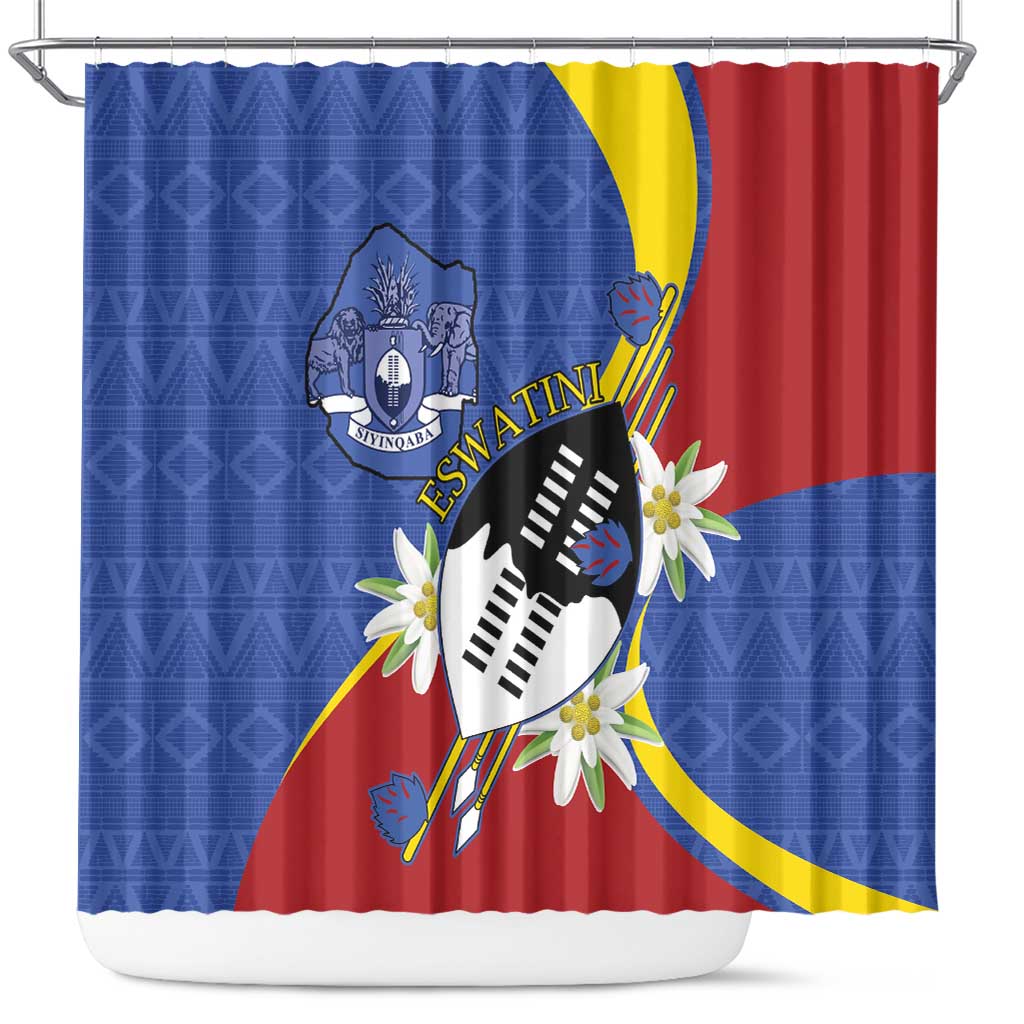 Umbuso weSwatini Shower Curtain Nguni Shield Edelweiss Flower