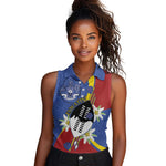 Umbuso weSwatini Women Sleeveless Polo Shirt Nguni Shield Edelweiss Flower