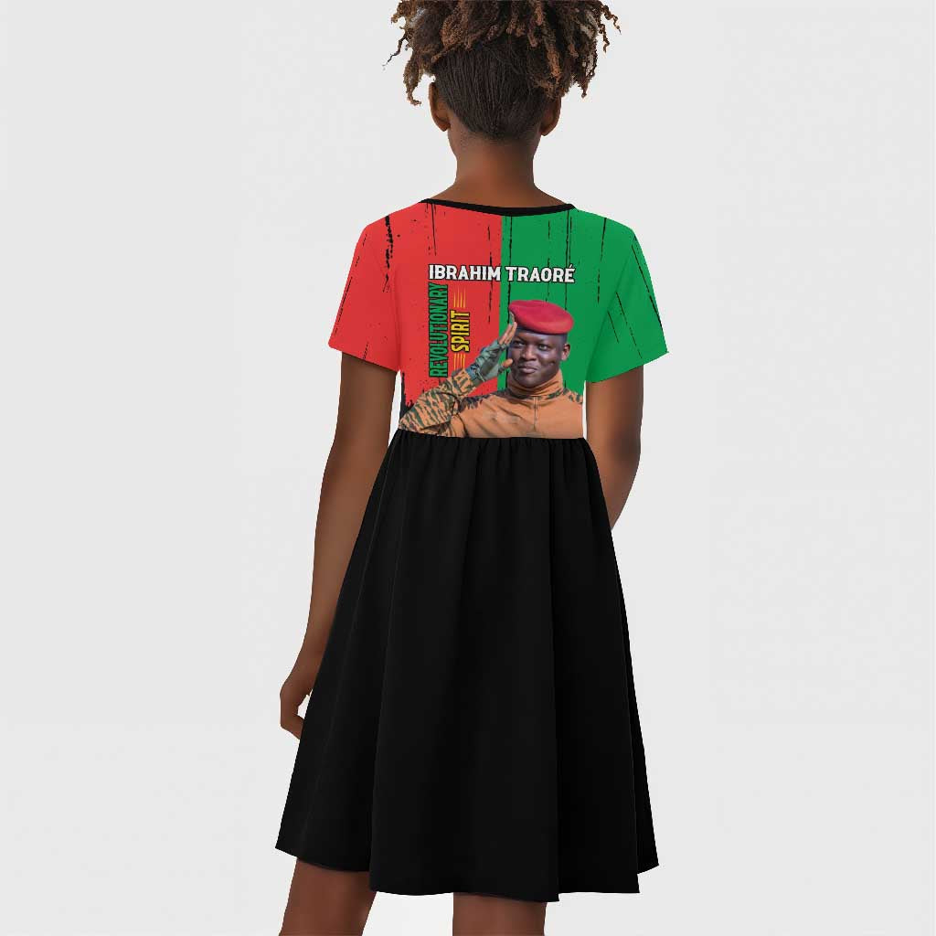 Faso Rises Our Soil Our Rules Kid Short Sleeve Dress Ibrahim Traore Revolutionary Spirit