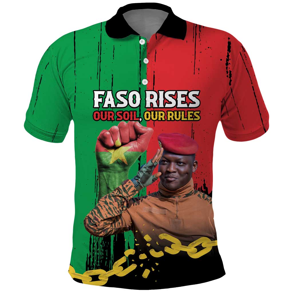 Faso Rises Our Soil Our Rules Polo Shirt Ibrahim Traore Revolutionary Spirit