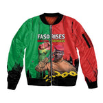 Faso Rises Our Soil Our Rules Sleeve Zip Bomber Jacket Ibrahim Traore Revolutionary Spirit