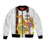 Melkam Enkutatash Eritrean Bomber Jacket Camel With Habesha Tilet Pattern - African Pride