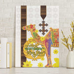 Melkam Enkutatash Eritrean Canvas Wall Art Camel With Habesha Tilet Pattern - African Pride