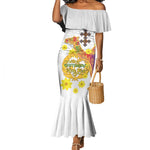 Melkam Enkutatash Eritrean Mermaid Dress Camel With Habesha Tilet Pattern - African Pride
