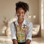 Melkam Enkutatash Eritrean Women Casual Shirt Camel With Habesha Tilet Pattern - African Pride