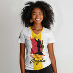 Personalized Dia dos Herois Nacionais de Angola Women V-Neck T-Shirt 17 de Setembro - African Pride