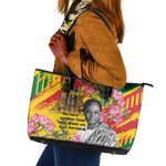 Personalized Ghana Kwame Nkrumah Memorial Day Leather Tote Bag Mausoleum Impala Lily - African Pride