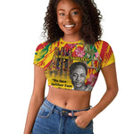 Personalized Ghana Kwame Nkrumah Memorial Day Raglan Cropped T shirt Mausoleum Impala Lily - African Pride
