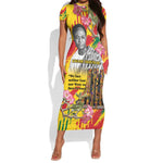 Personalized Ghana Kwame Nkrumah Memorial Day Short Sleeve Bodycon Dress Mausoleum Impala Lily - African Pride