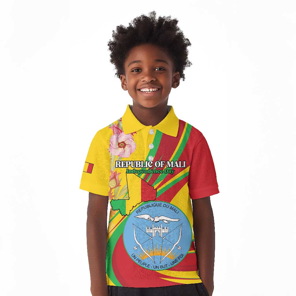 Personalized Afro Mali Kid Polo Shirt Happy 65th Anniversary Independence - African Pride