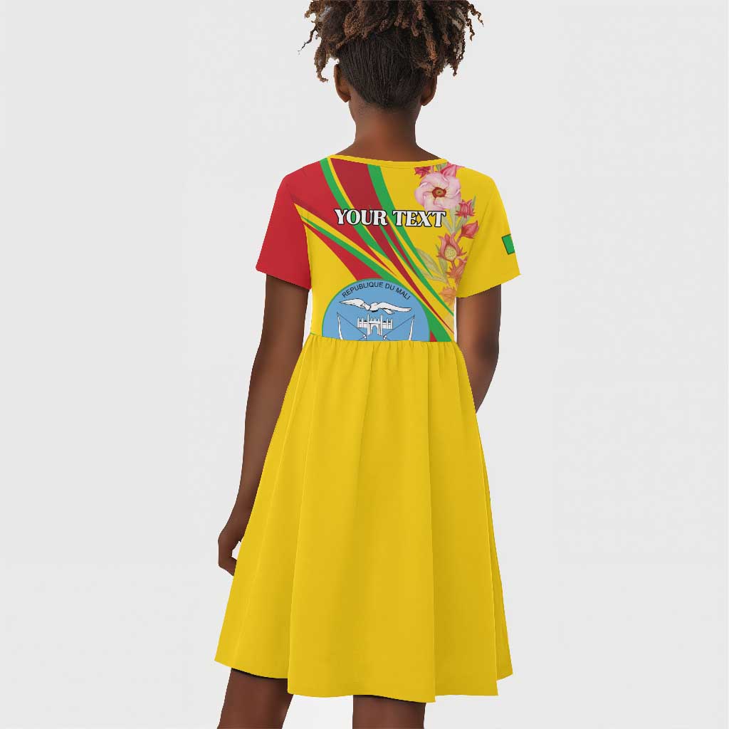 Personalized Afro Mali Kid Short Sleeve Dress Happy 65th Anniversary Independence - African Pride