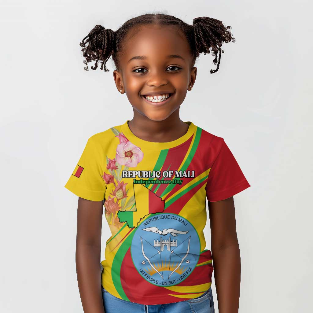 Personalized Afro Mali Kid T shirt Happy 65th Anniversary Independence - African Pride