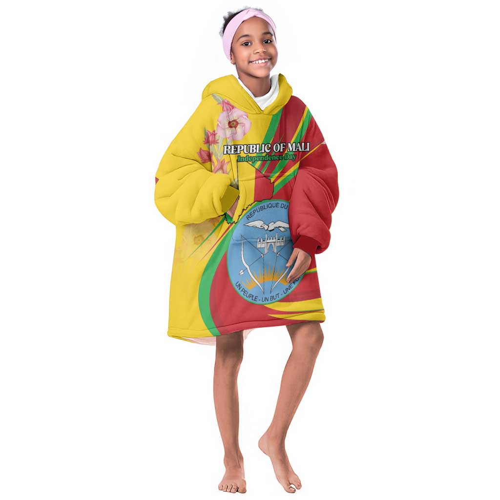 Personalized Afro Mali Kid Wearable Blanket Hoodie Happy 65th Anniversary Independence - African Pride