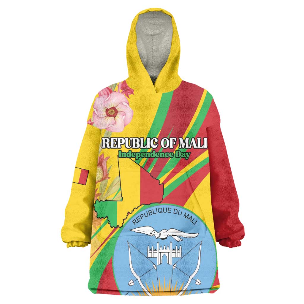 Personalized Afro Mali Kid Wearable Blanket Hoodie Happy 65th Anniversary Independence - African Pride