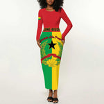 Personalized Guinea-Bissau Long Sleeve Bodycon Dress Basic Flag Style - African Pride